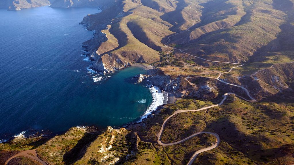 A secluded Catalina cove from the air